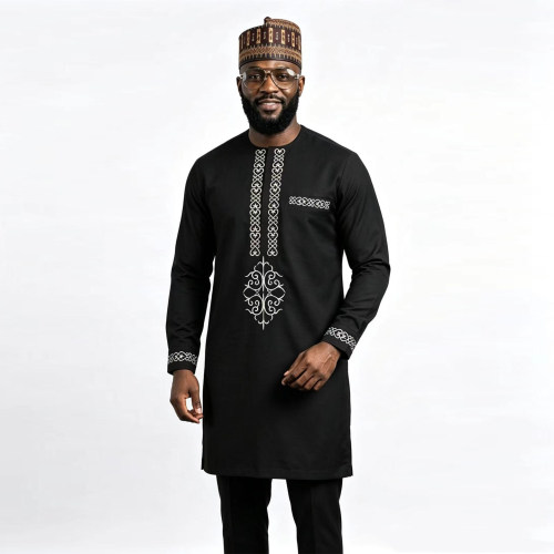 African Men Suit非洲传统服饰男士礼服套装长袖民族刺绣衬衫长裤