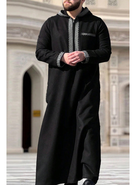 Islamic Muslim Robe Arab Thobe迪拜阿拉伯男士长袍宽松民族服饰