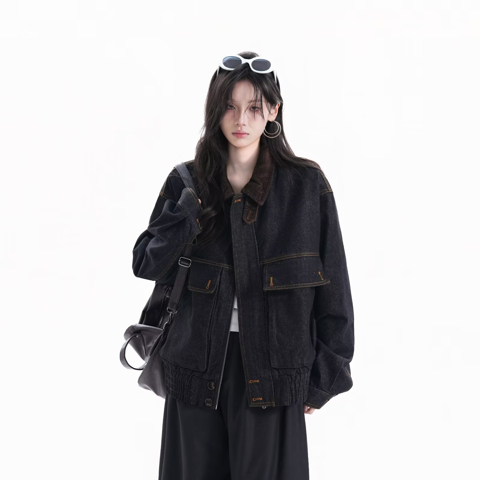 韩国chic美式复古秋季新款帅气工装宽松牛仔夹克开衫外套女潮
