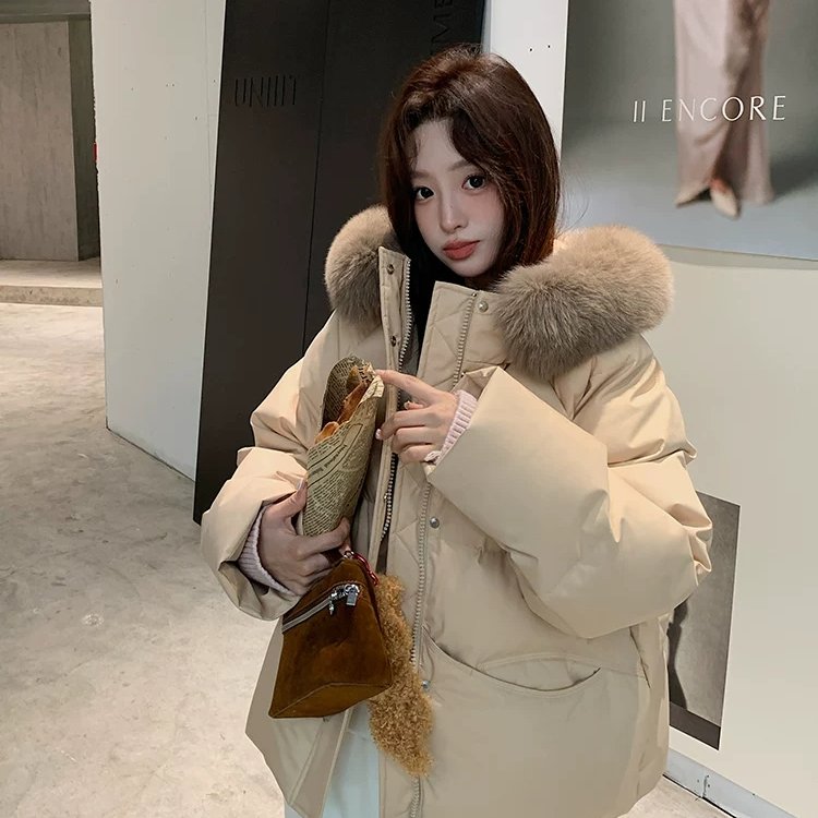 2026新款香榭颂羽绒棉服女冬韩版羽绒棉服宽松连帽短款保暖外套