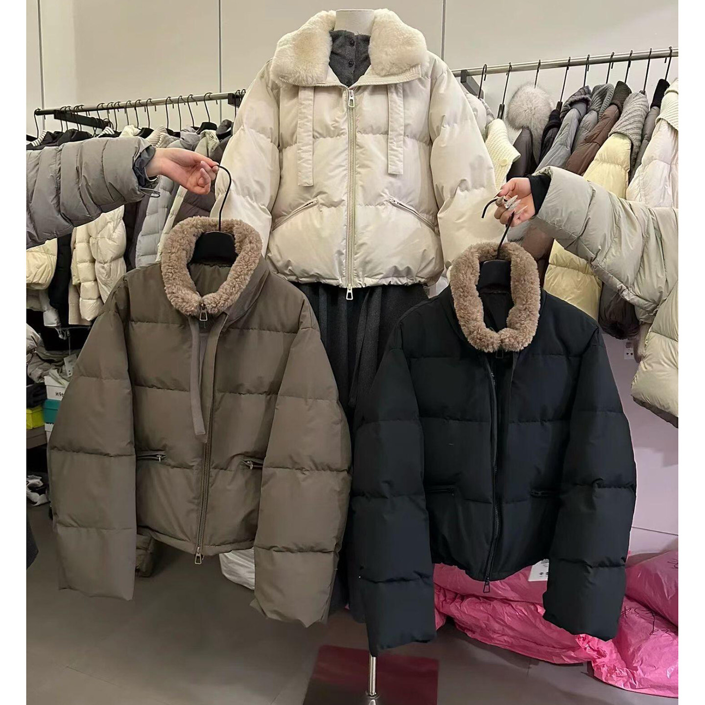 外贸羊羔毛立领棉服机车服学生面包服撞色连帽羽绒棉服情侣外套