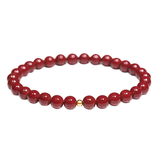 庆祥泰真品朱砂手串女款正品官方旗舰店天然和田玉足金黄金手链女