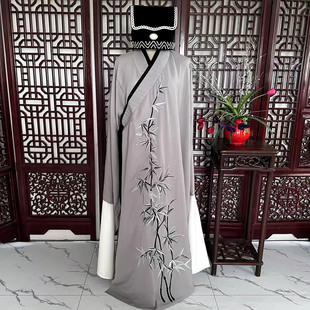 新款越剧小生戏服黄梅戏穷苦小生何文秀算卦斜领竹叶小生衣古装服