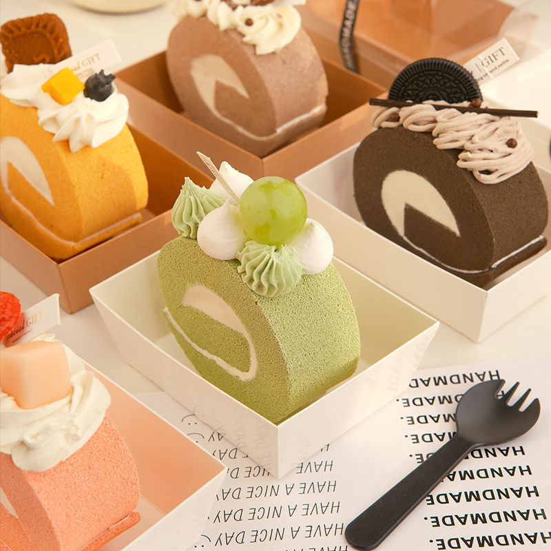 网红棉被卷打包盒蛋糕卷瑞士卷盒慕斯切件甜品盒毛巾卷包装盒子