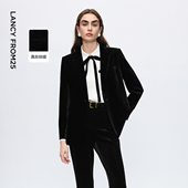 新款 冬季 收腰廓形上衣女2025新款 朗姿丝绒复古摩登气质高级感西装