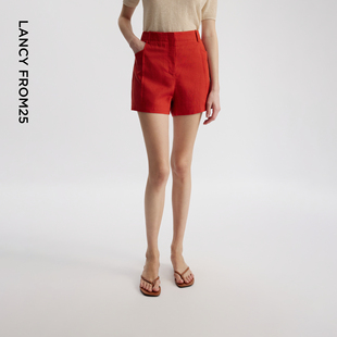 漾25系列 红色休闲短裤 朗姿25度假法式 新款 女士 高级感夏季