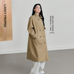 朗姿Basic衣橱经典 25h风衣 双排扣高智风衣外套女 王楚然同款