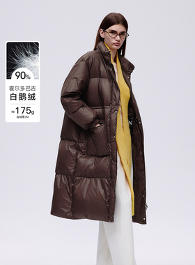 朗姿欧洲EiLEEN ELITEE2025年冬季新款90白鹅绒立领长款羽绒服女