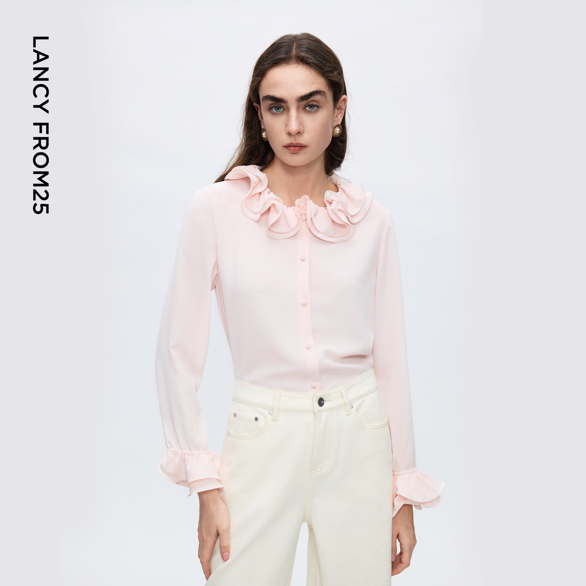 双层荷叶领 直身廓形 荷叶袖口