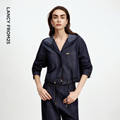 朗姿复古连帽牛仔外套设计感别致通勤休闲短外套2025年秋季 女 新款