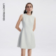 新款 连衣裙通勤裙子女2026年夏季 简约优雅法式 朗姿25圆领收腰无袖