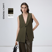 西装 朗姿25商务风通勤西装 新款 v领气质上衣春季 马甲 背心羊毛法式