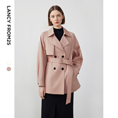 法式 朗姿纯棉2024年春季 新款 复古高级感通勤气质风衣外套女士上衣