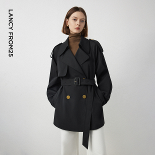 风衣 休闲百搭收腰时尚 朗姿25复古英伦风高级感宽松外套女秋季 新款