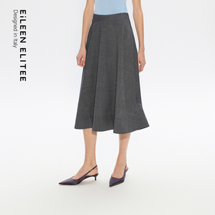 新款 朗姿欧洲EiLEEN ELITEE羊毛伞摆半身裙通勤a字裙2025年夏季