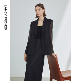 半裙 休闲西装 朗姿25复古法式 设计感小众气质高级感外套春夏新款
