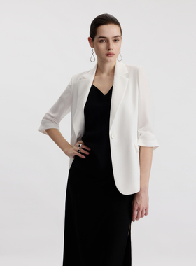 【朗姿Basic衣橱】气质修身职业通勤西装外套春季西服上衣高级感