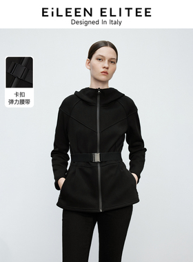 朗姿欧洲EiLEEN ELITEE法式气质翻领设计感冬季新款连帽短外套