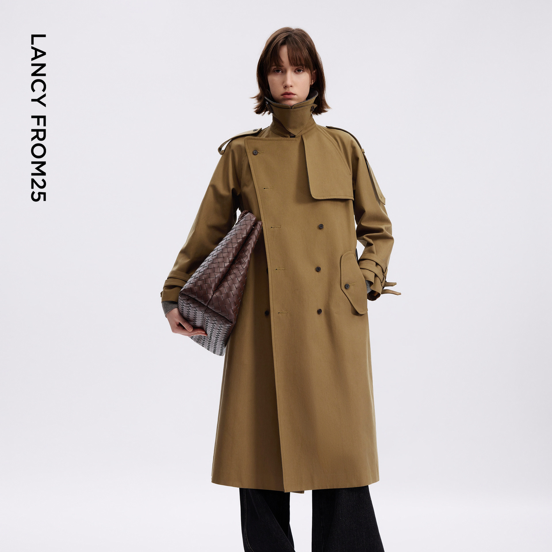 朗姿插肩袖双排扣撞色简约干练风衣垂坠挺阔风衣2026年春季新款,女装/女士精品,风衣,淘宝优惠券,粉丝福利购,淘宝优惠卷