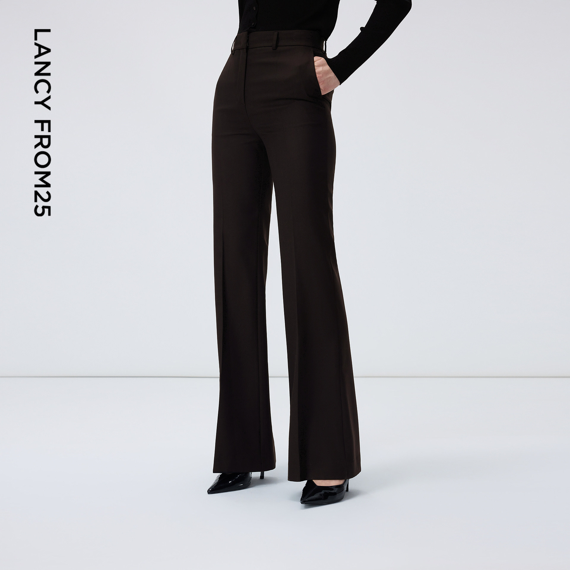 朗姿设计感老钱风西裤女2026春季新款复古羊毛阔腿长裤显瘦西装裤