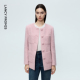 朗姿羊毛气质粉小香风外套圆领百搭高级感外衣通勤2025年冬季 新款