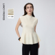 朗姿三醋酸半高领无袖 女 新款 针织衫 收腰设计感扩摆上衣2026年春季