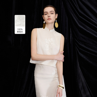 立领提花衬衫 朗姿25真丝新中式 半身裙国风桑蚕丝套装 兰亭叙