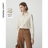 朗姿纯羊毛通勤休闲ol内搭衬衫 气质衬衣上衣高级感女 新款 长袖 冬季