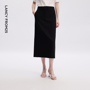 半身裙 新款 朗姿25复古直筒裙高腰显瘦时尚 通勤高智风气质百搭夏季