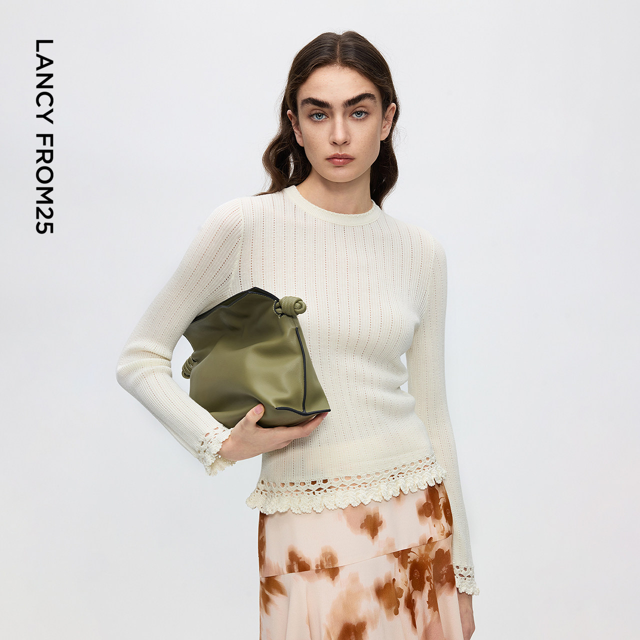 朗姿美拉德高级感针织花边含羊毛针织衫打底衫毛衣2025年冬季新款,女装/女士精品,毛针织衫,淘宝优惠券,粉丝福利购,淘宝优惠卷