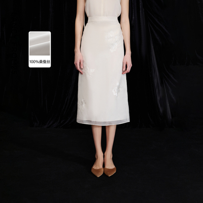 【兰亭叙】朗姿25真丝刺绣半身裙新中式气质长裙2026年夏季新款女