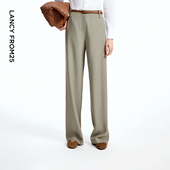 新款 女2025年秋季 通勤风高级感垂感百搭气质长裤 朗姿高腰直筒西裤