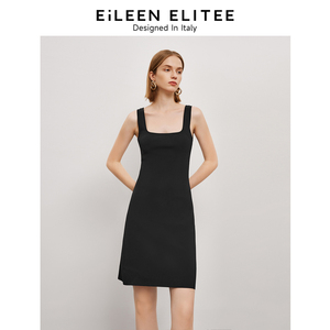 朗姿欧洲EiLEEN ELITEE复古方领吊带裙短裙夏季针织连衣裙女新款