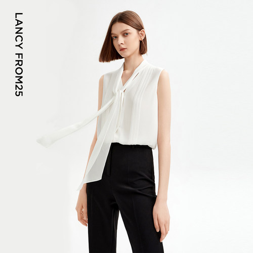无袖雪纺上衣朗姿夏季法式