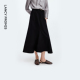 朗姿25黑色鱼尾设计感半身裙长裙女优雅通勤高级半裙春秋新款