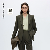 新款 气质高级西服2025年冬季 西裤 朗姿通勤风羊毛戗驳领西装