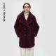 仿皮草外套高级感 新款 明星同款 朗姿颗粒羊毛大衣女设计感冬季