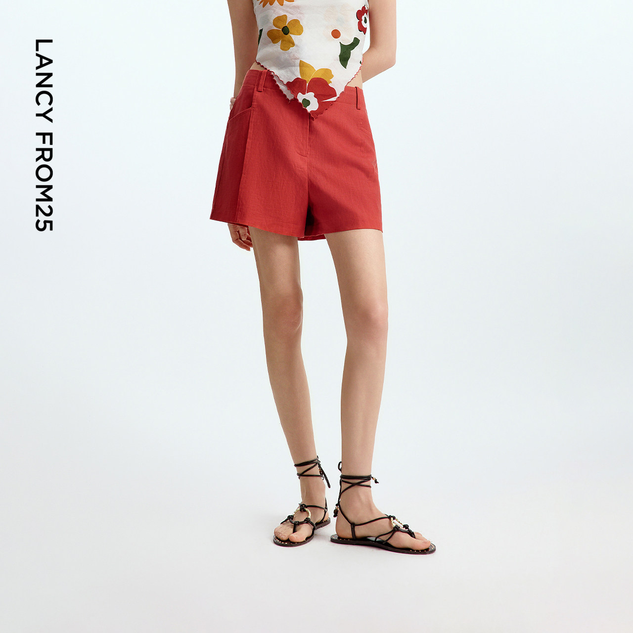 【漾25系列】朗姿25度假法式高级感夏季新款红色休闲短裤女士 - 朗姿官方旗舰店出品