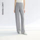 新款 夏季 子松弛感长裤 朗姿25通勤风休闲松紧腰垂感肌理直筒宽松裤