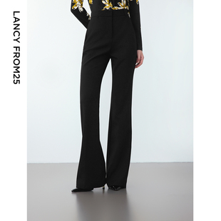 新款 子2024冬季 时尚 西装 朗姿高级感黑色通勤长裤 裤 高腰显瘦气质裤