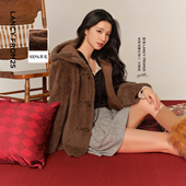 朗姿羊毛连帽通勤仿皮草高端大衣女2025年冬季 王楚然同款 新款