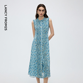 新款 朗姿无袖 碎花雪纺连衣裙高级感度假风气质碎花裙女2025年秋季