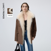 朗姿高智设计感大毛领90进口匈牙利白鹅绒羽绒服2025年冬季 新款