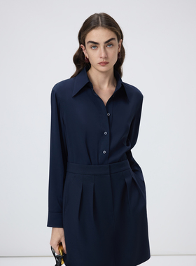 【MONEY HONG】朗姿长尖领带钻纽扣简约干练衬衫女2026年春季新款