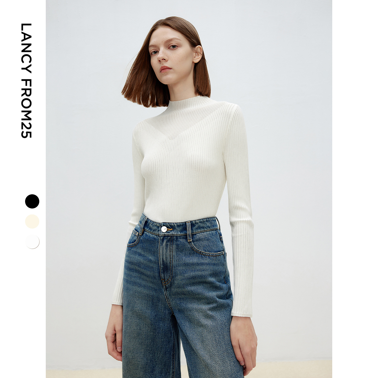 朗姿可机洗法式高级感显瘦短款毛衣2024年新款百搭打底毛针织衫