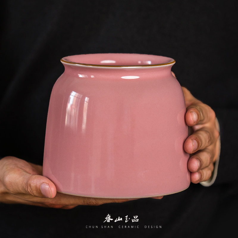 春山玉品 陶瓷粉汝釉水洗景德镇茶道配件水盂渣斗茶洗