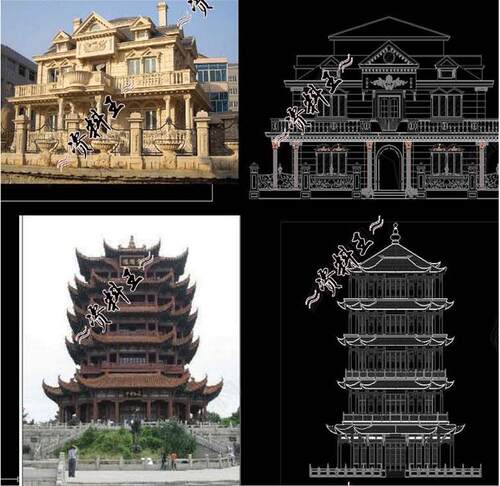 欧式庄园公馆别墅宾馆正立面大门CAD图中式古塔楼正立面建筑CAD图
