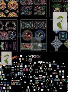 中式满族特色文化cad模块花纹布艺cad雕花雕刻图案CAD图库