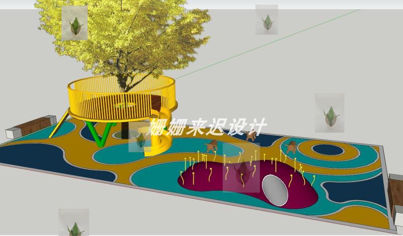 草图大师幼儿园活动区童趣亲子乐园儿童游乐设施SU模型Sketchup