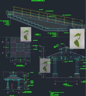 滨河沿河岸公园植物绿地入口铭牌凉亭张拉膜景观设计CAD施工图